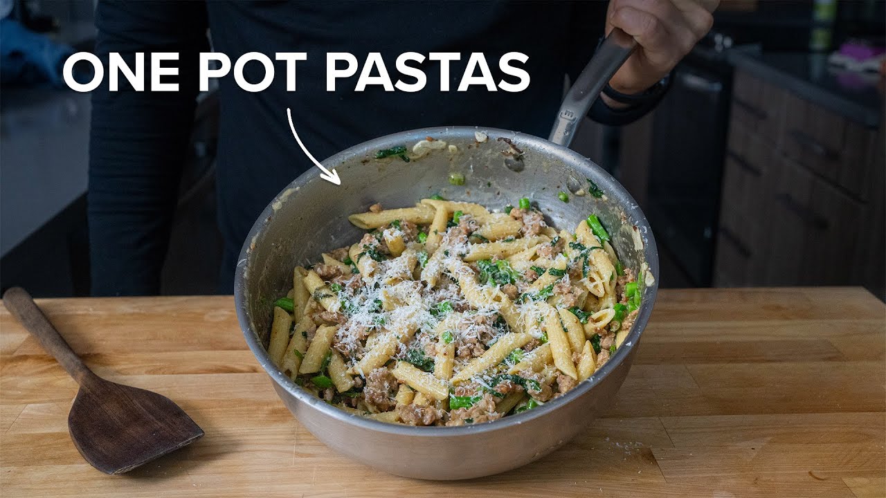 A photo of pasta in a pot.
