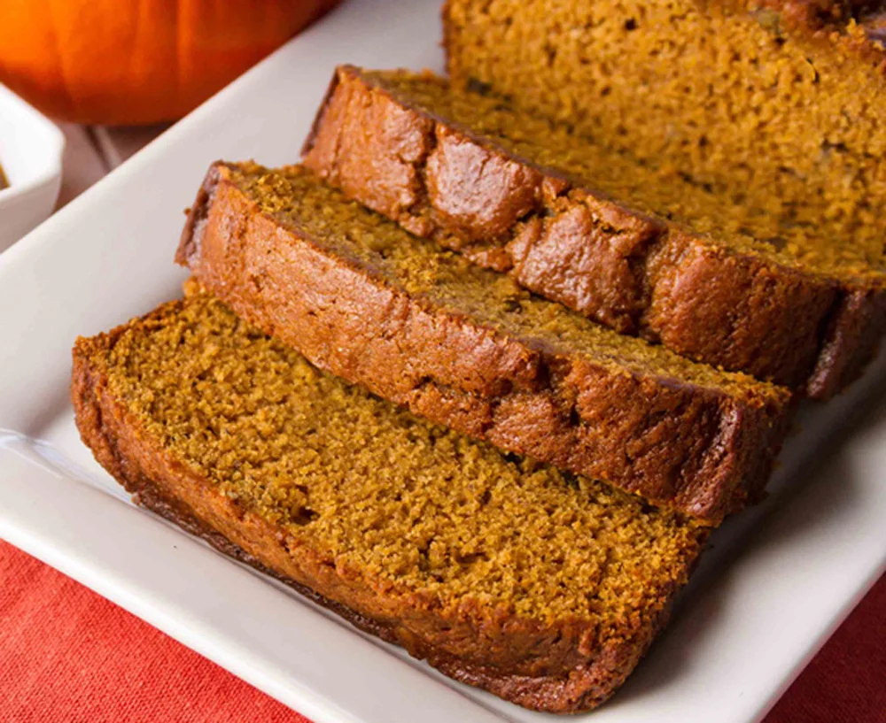 Pumpkin bread on wooden board